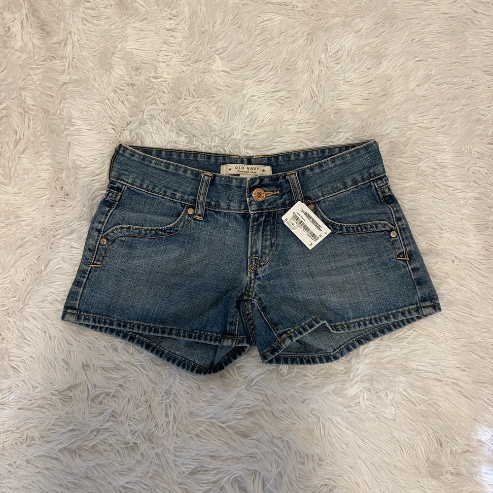 Old navy lowest rise blue Jean shorts, size 0-2